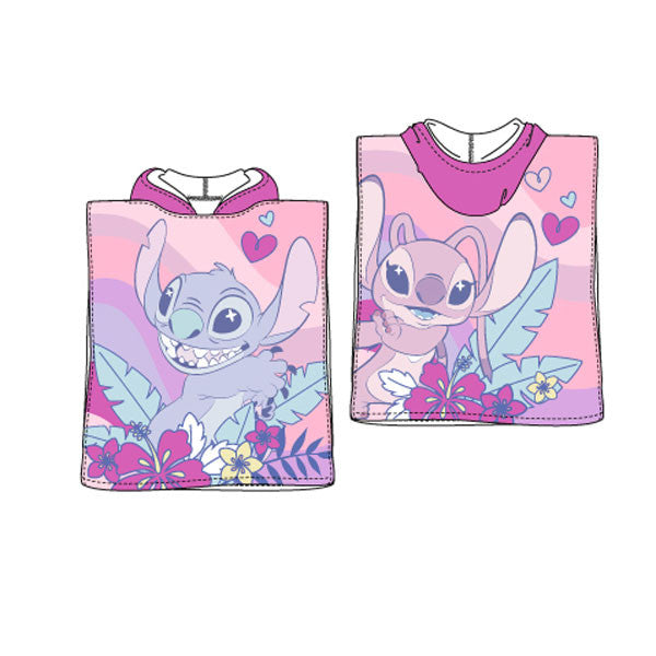 Disney Lilo un Stitch eņģeļa pludmales dvielis pončo 55x110 cm (ātri žūstošs)