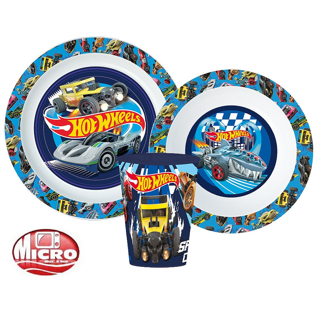 Hot Wheels Blue Fire vakariņu komplekts, mikroplastmasas, ar glāzi 260 ml