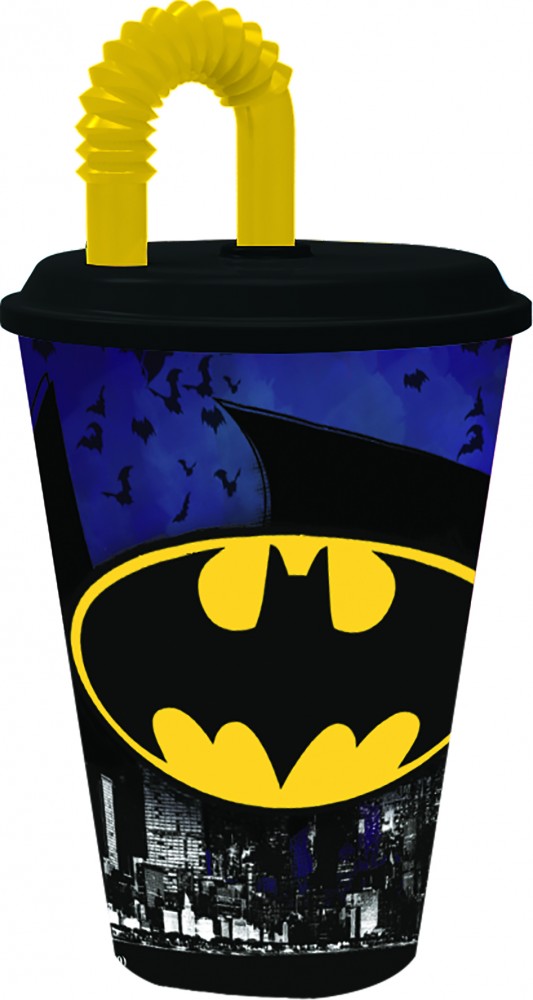 Betmena sikspārņa signāla salmiņu krūzīte, plastmasas 430 ml