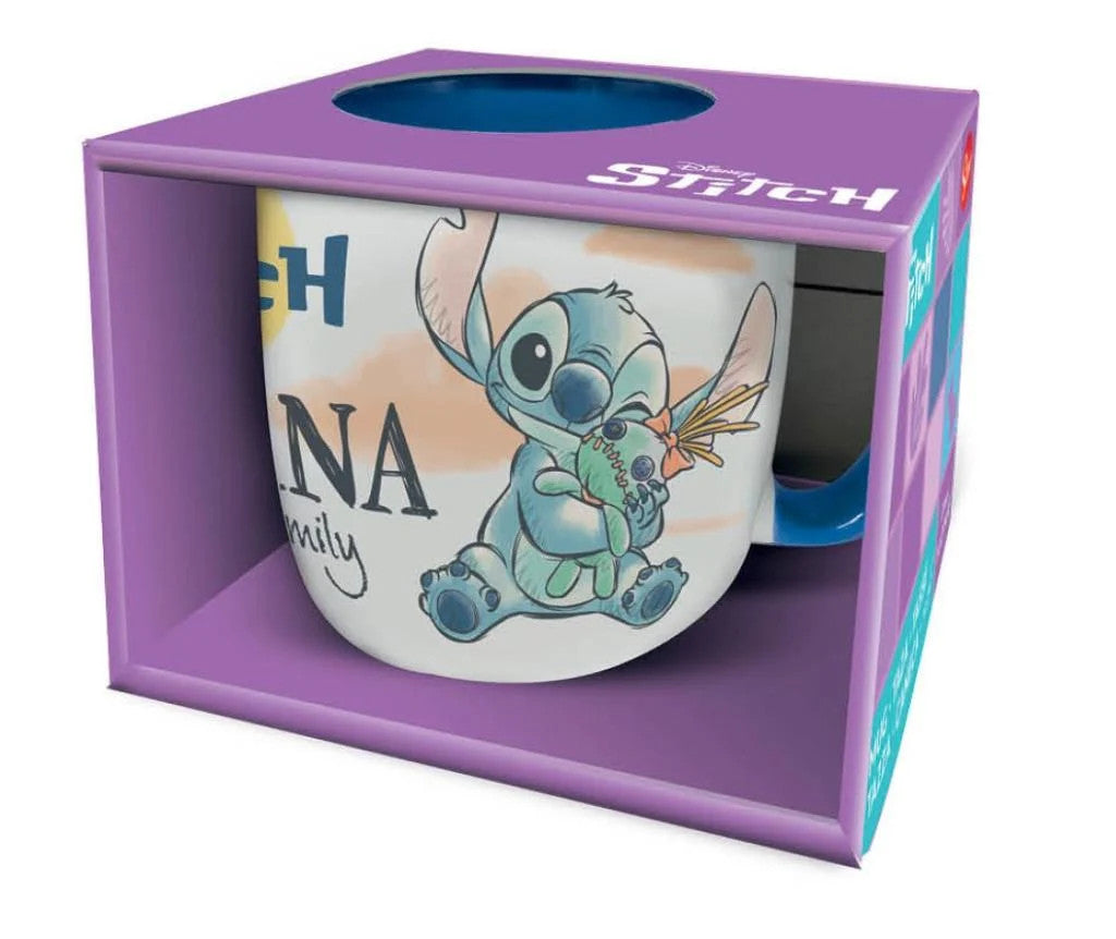Disney Lilo un Stitch Ohana Elite porcelāna krūze 400 ml (14 unces) dāvanu kastītē