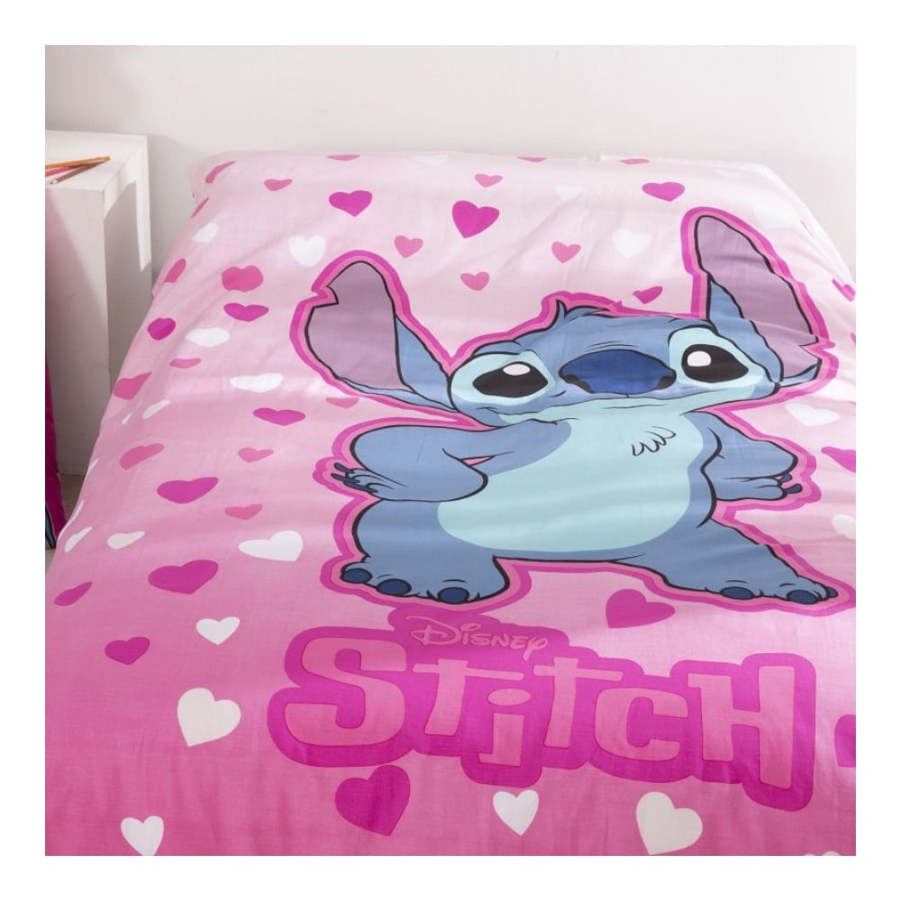 Disney Lilo un Stitch Rose Heart gultasveļas pārvalks 140–200 cm, 65 x 65 cm