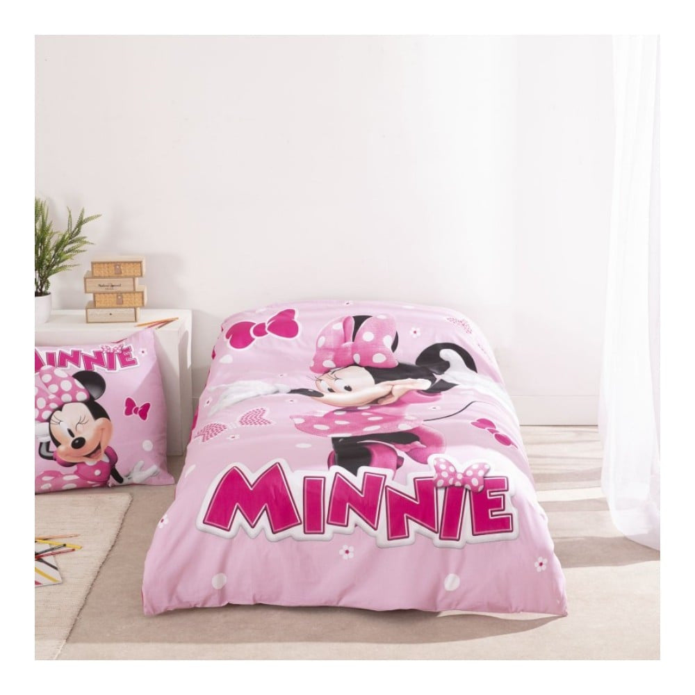 Disney Minnie rozā bantītes gultasveļas komplekts 140–200 cm, 65 x 65 cm