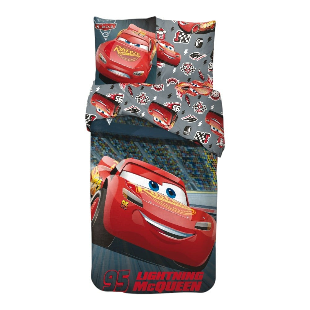 Disney Cars Race gultas veļa 140–200 cm, 65 x 65 cm