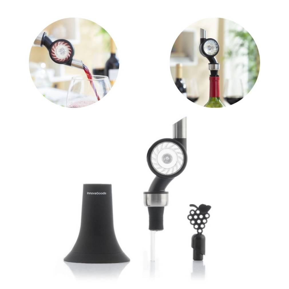 Vīna aerators ar vējdzirnavām un statīvu