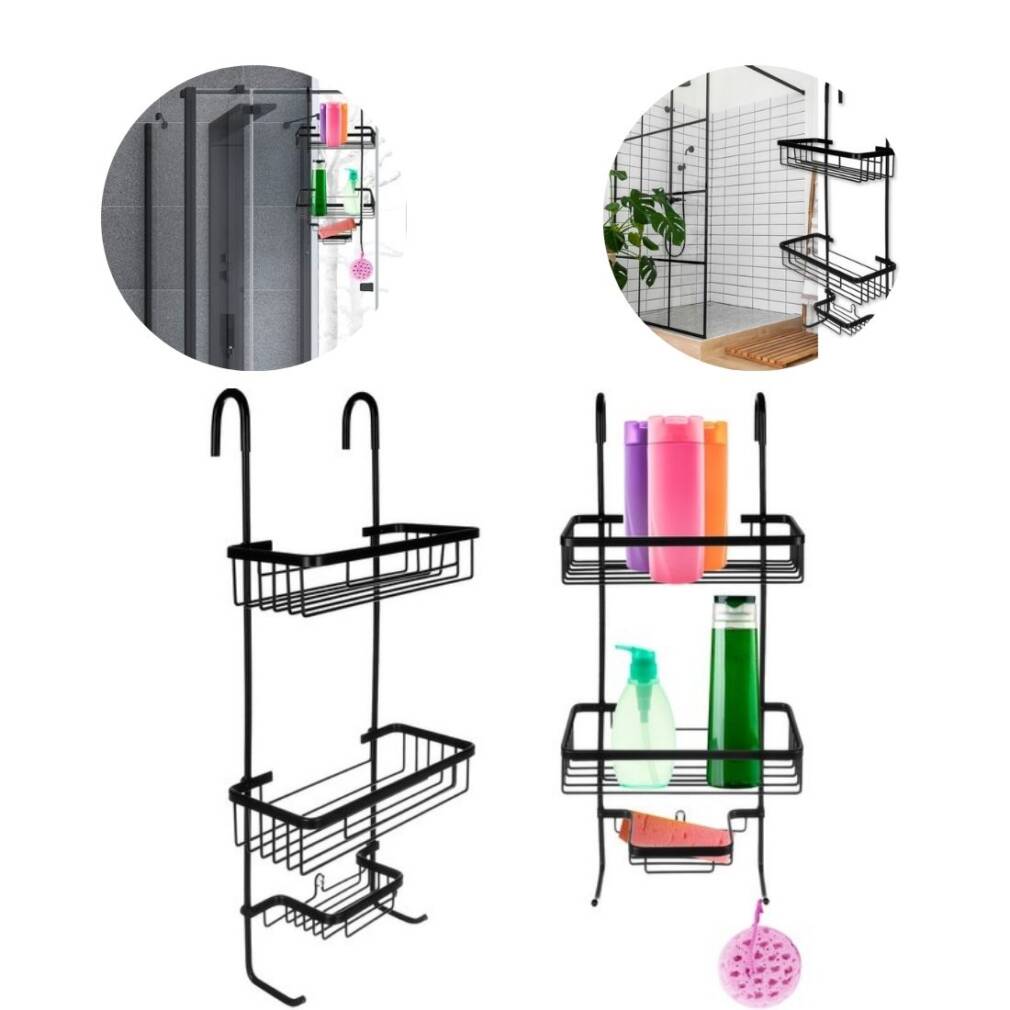 Piekarināms dušas plaukts - melns