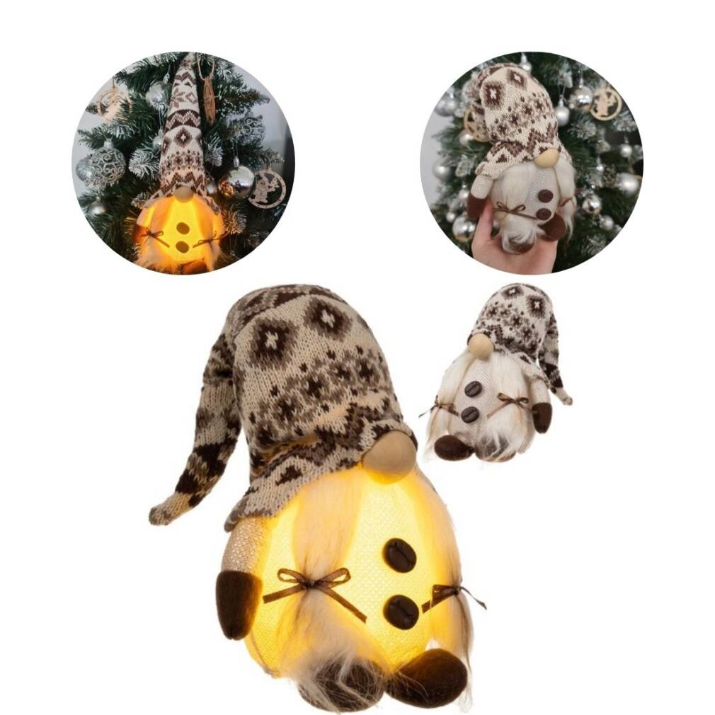 Pelēks rūķis ar LED gaismu