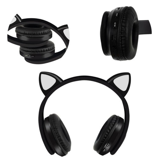 Bezvadu austiņas ar kaķa ausīm – melnas