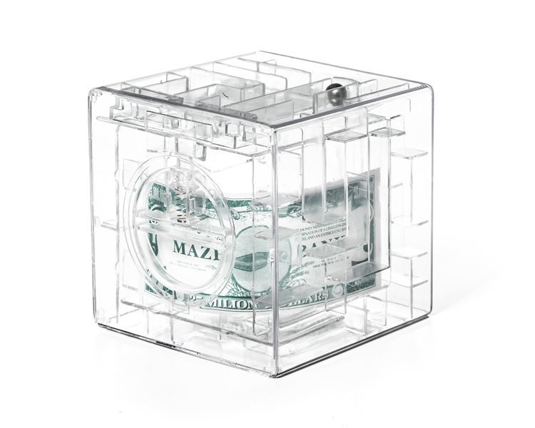 Krājkase, naudas labirints - caurspīdīgs