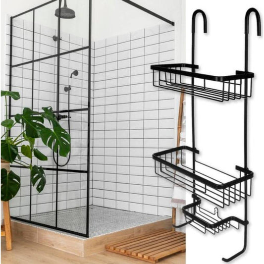 Pie sienas piekarināms dušas plaukts - melns