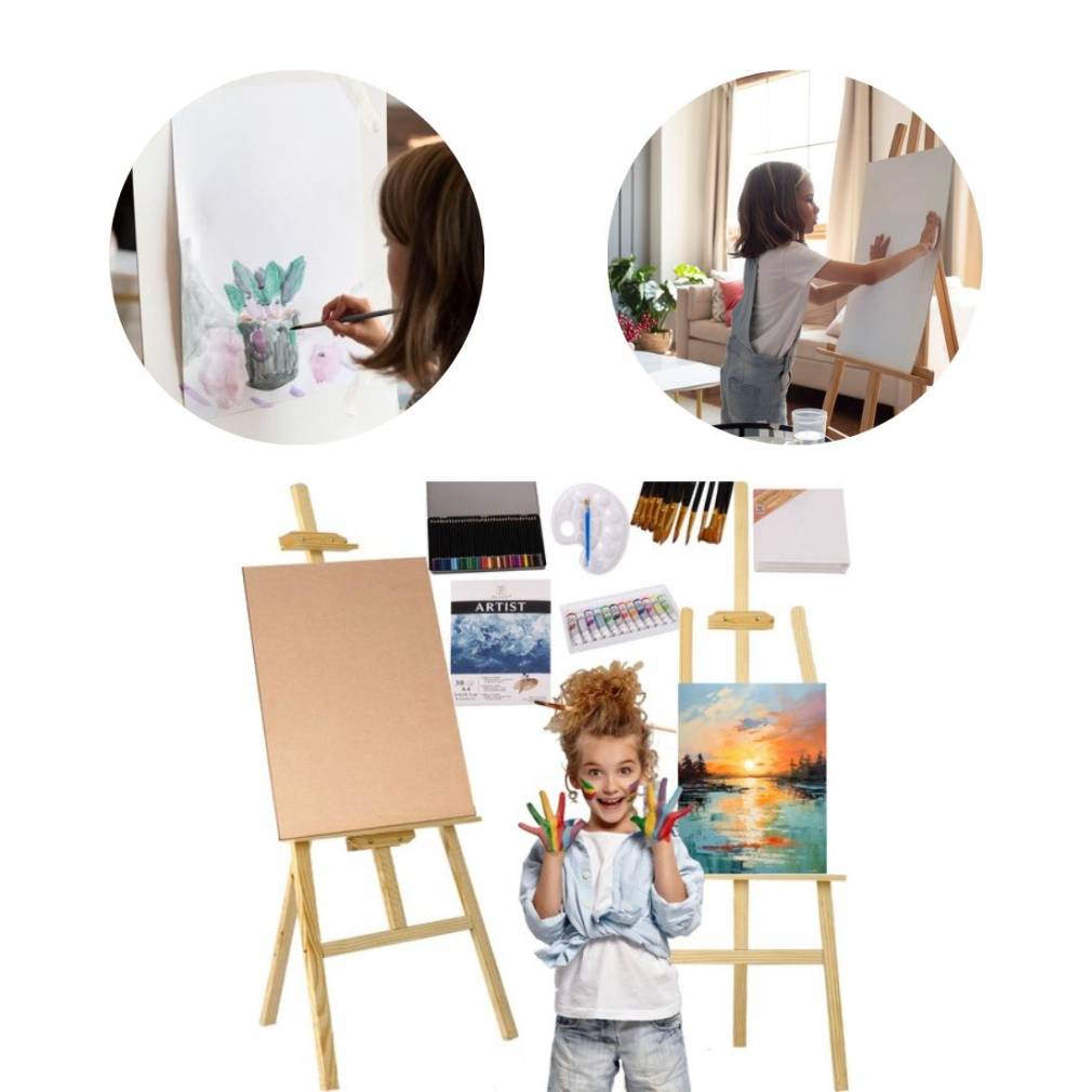 Koka molberts + gleznu komplekts