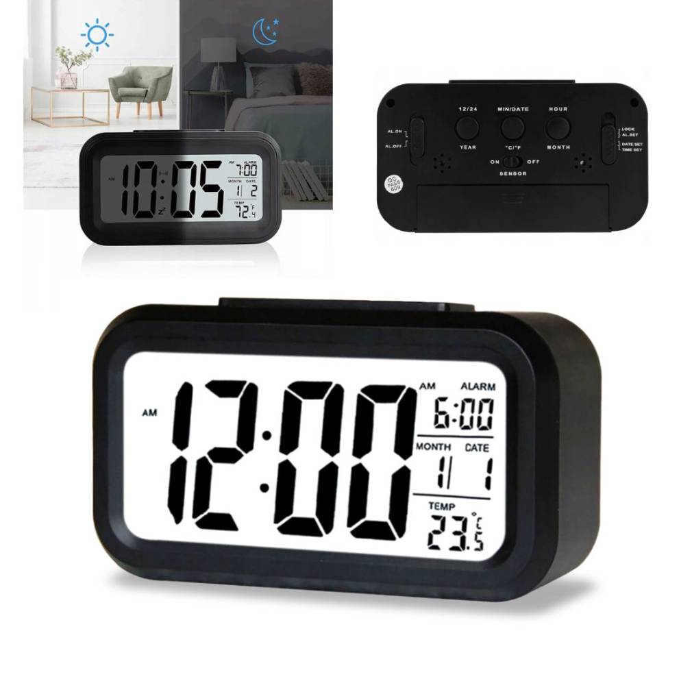 Elektroniskais modinātājs ar fona apgaismojumu