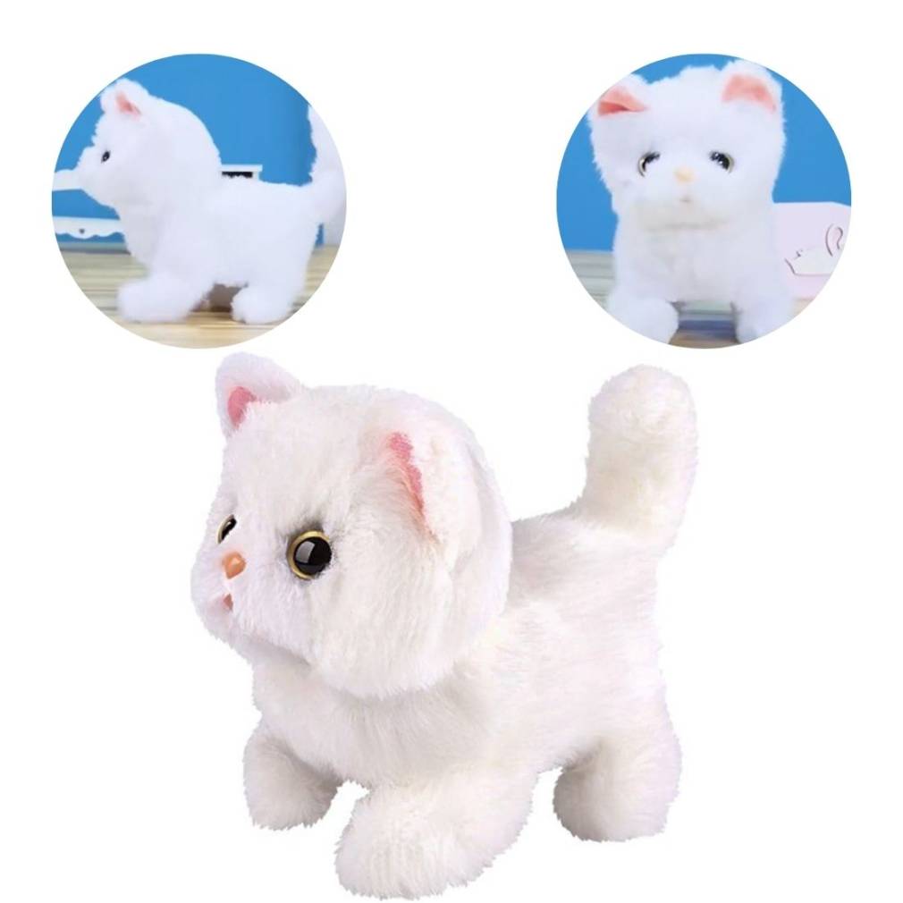 Interaktīvs balts kaķēns