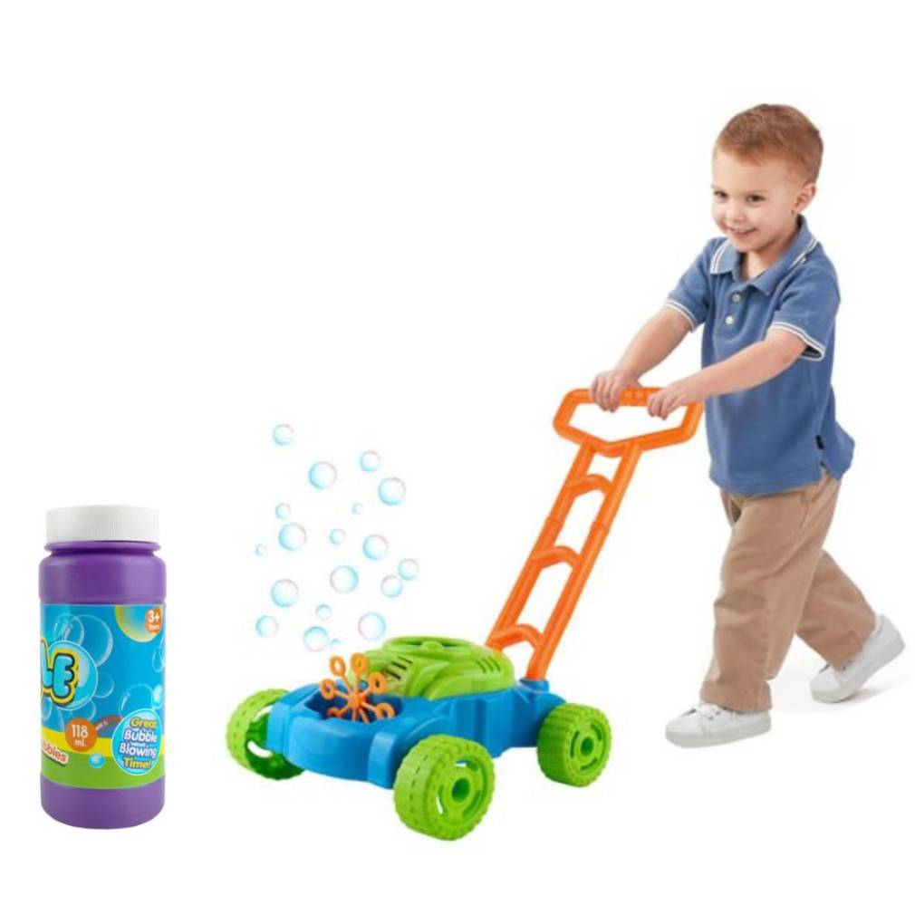 Rotaļu zāles pļāvējs ar burbuļiem