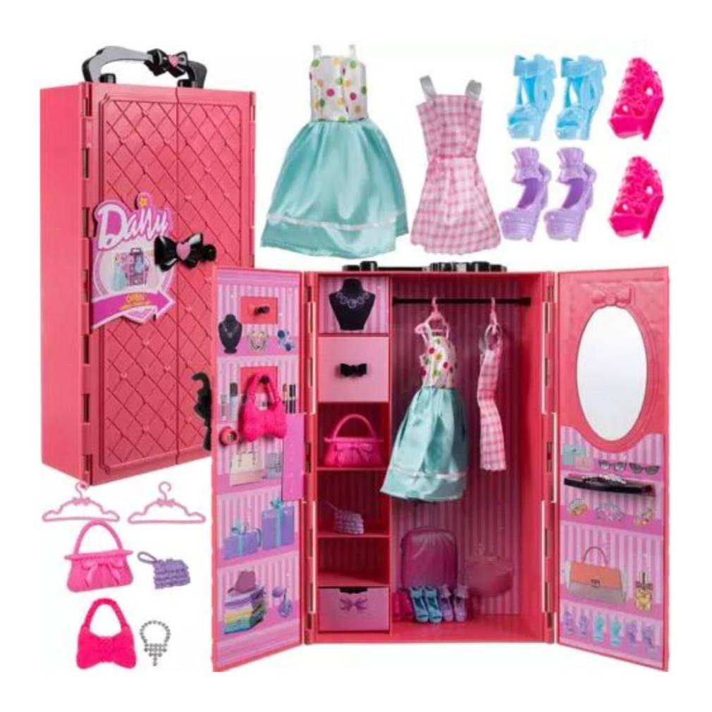 Garderobe / leļļu skapis + drēbes