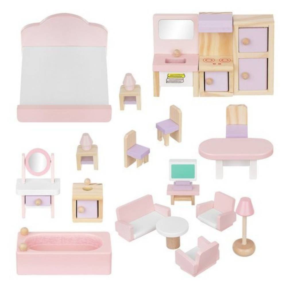 Koka mēbeļu komplekts lellēm