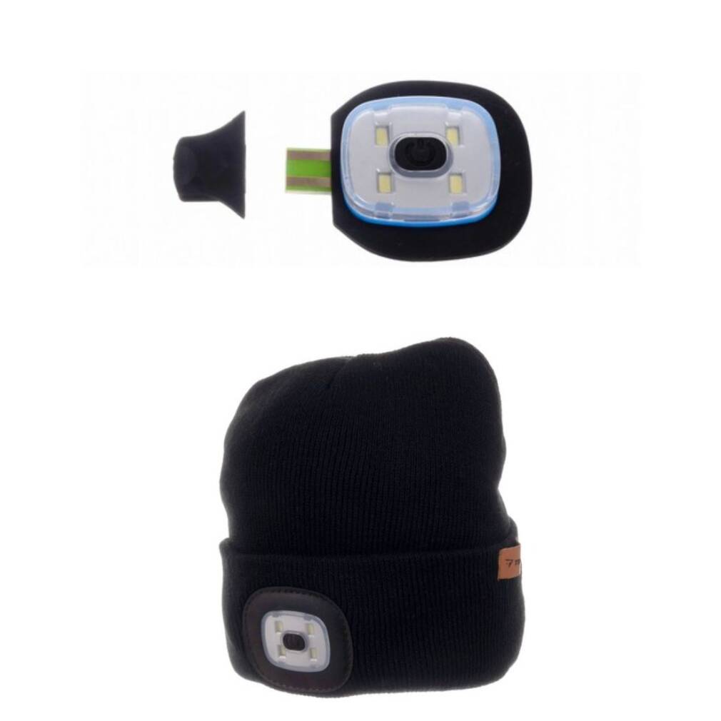 Ziemas cepure ar lukturīti - melna