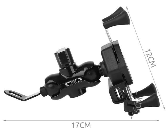 Motocikla telefona turētājs ar lādētāju