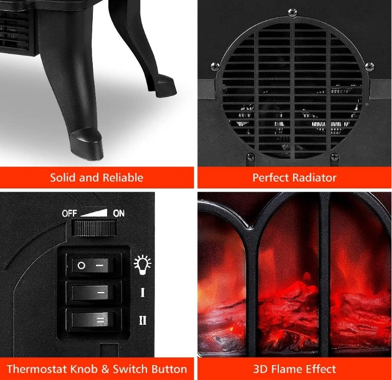 Elektriskais kamīna sildītājs ar 3D vizuālo liesmu