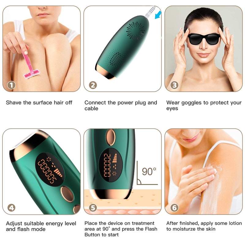 Fotoepilators ar IPL tehnoloģiju + saulesbrilles un skuveklis