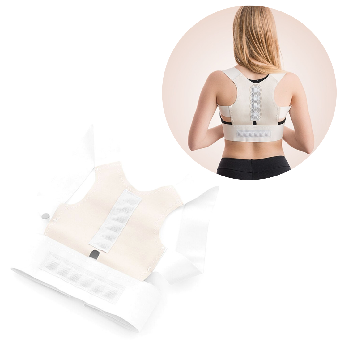 Muguras atbalstītājs, plecu taisnotājs, stājas korektors ar magnētiem