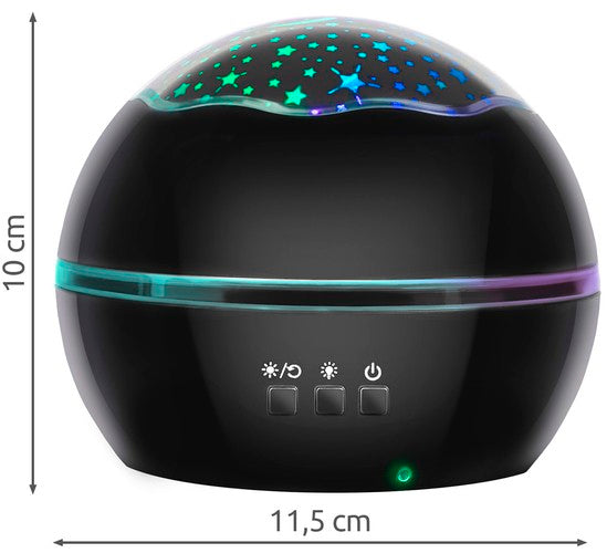 Nakts lampa ar projektoru - melna