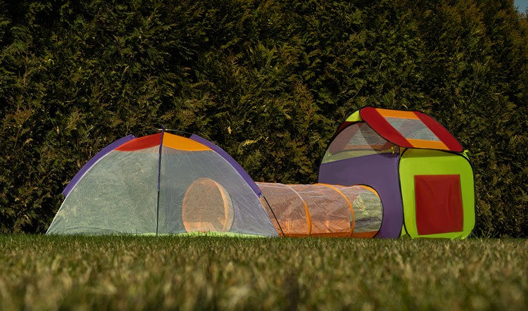 Bērnu telts-namiņš + tunelis + 200 bumbiņas