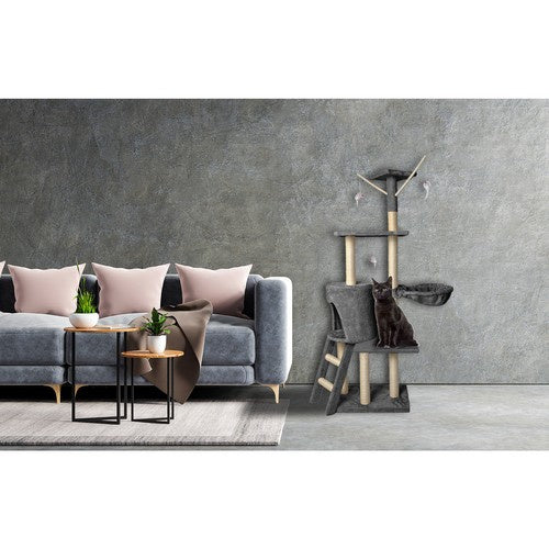 Kaķu koks 138 cm pelēks