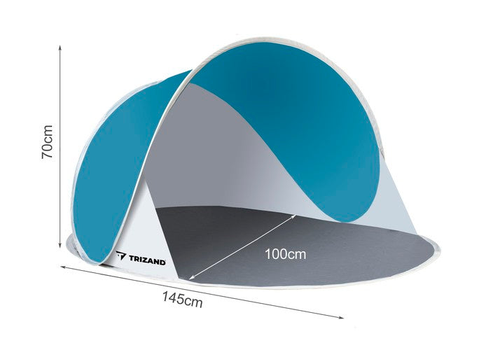 Pludmales telts 145x100x70cm - tirkīzzila - pelēka