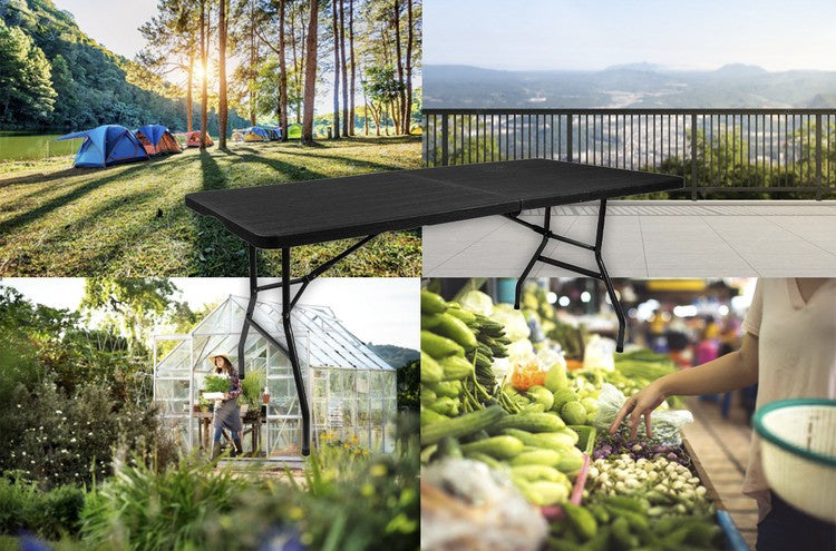 Saliekams dārza galds, melns, 180 cm