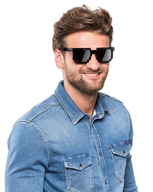 8 bitu pikseļu ballīšu brilles - melnas/spogulis