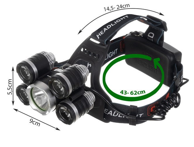 Priekšējais lukturis 5 x Led T6 Cree