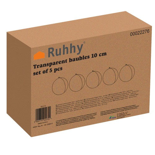 Caurspīdīgas bumbiņas 10 cm - 5 gabalu komplekts Ruhhy