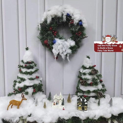 Mākslīgais sniegs, birstošs, dekoratīvs, pūkainais, Ziemassvētku rotājumiem, 1 kg