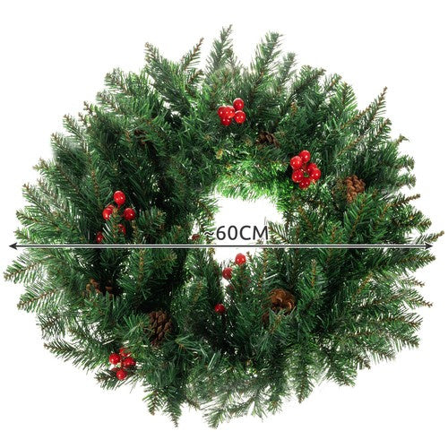 Ziemassvētku vainags durvīm, dekoratīvs ornaments, 60 cm, blīvs, XXL izmērs