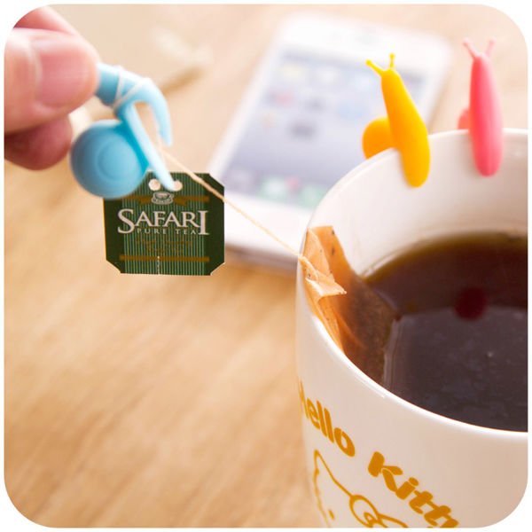 Gliemežu tējas maisiņu turētājs un vīna glāzes etiķete 6 gab