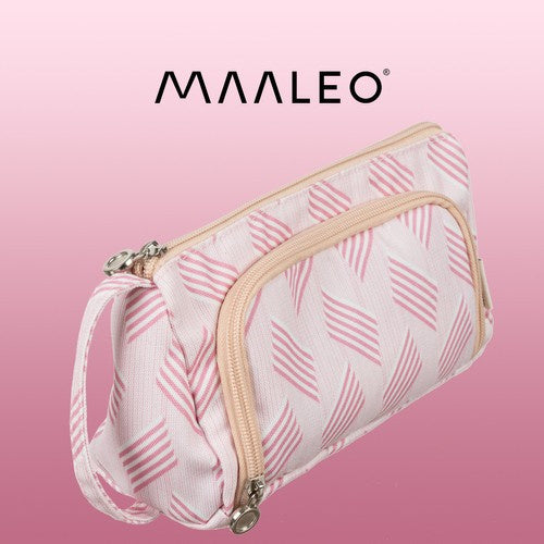 Skolas zīmuļu maciņš ar diviem nodalījumiem, salokāms, dubulti rozā, bērniem