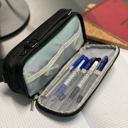 Dubultais izvelkamais zīmuļu maciņš - melns Maaleo