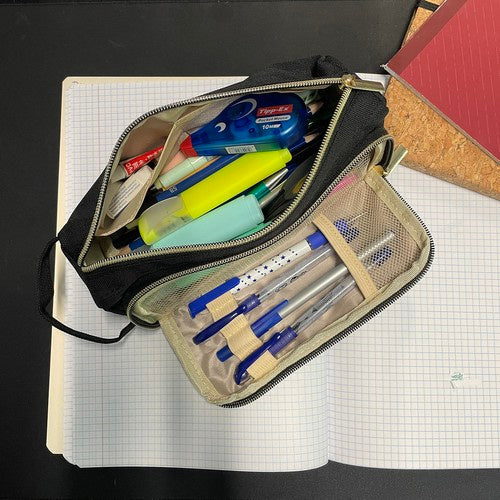 Dubultais izvelkamais zīmuļu maciņš - melns Maaleo