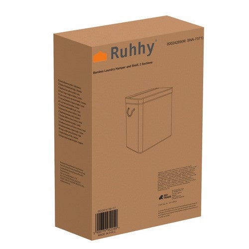 Bambusa veļas grozs - divkameru Ruhhy