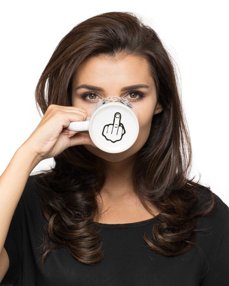 Jauku dienu krūze ar vidējo pirkstu — BALTĀ