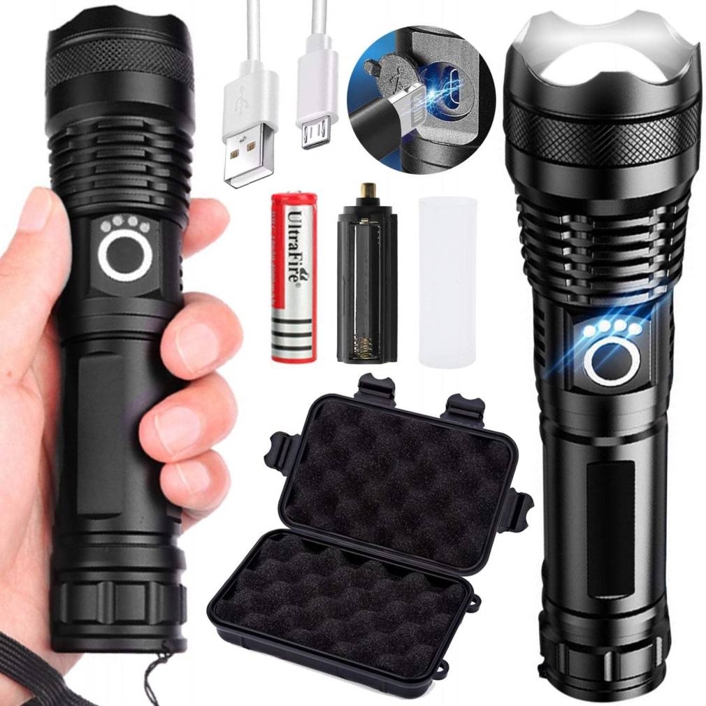 Taktiskais lukturis ar 5 gaismas režīmiem, metālisks