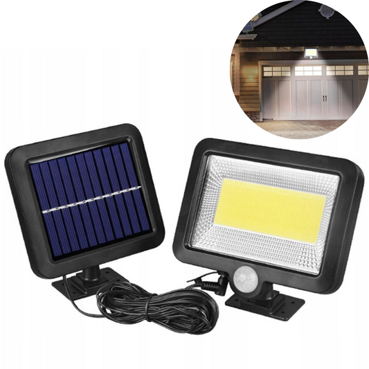 Āra lampa ar saules paneli un kustības sensoru