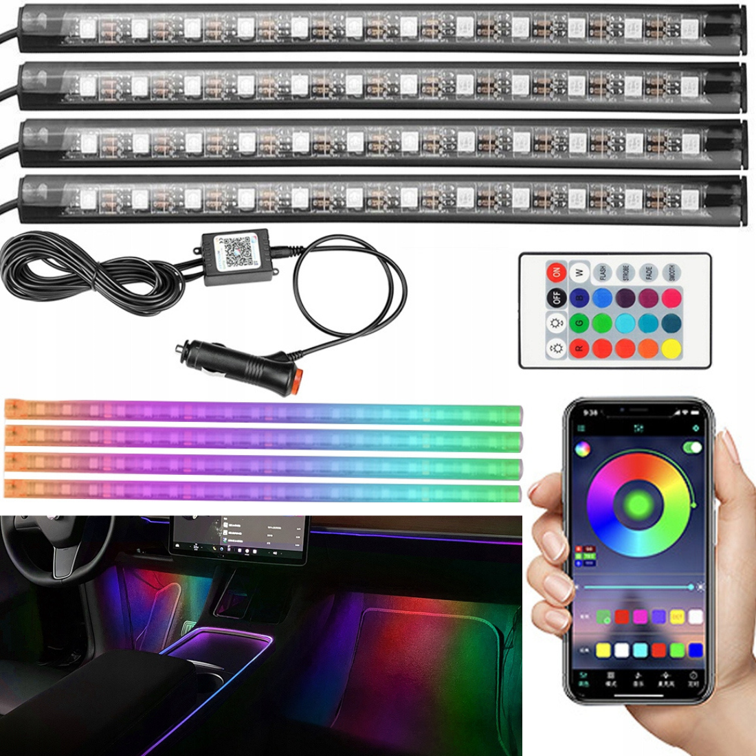 Auto RGB lentes ar tālvadības pulti