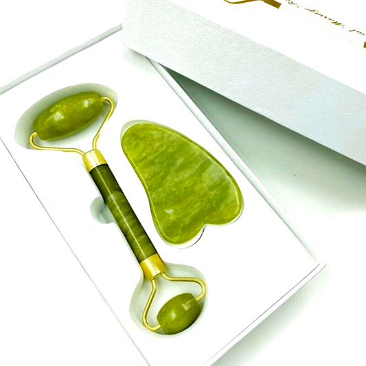 Sejas masieris Nefrīta rullītis, Jade Roller ar Gua Sha zaļā krāsā