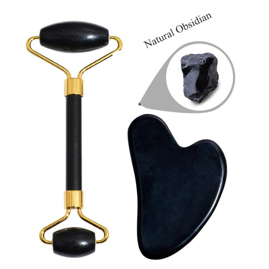 Nefrīta rullītis, Jade Roller ar Gua Sha no melnā obsidiāna