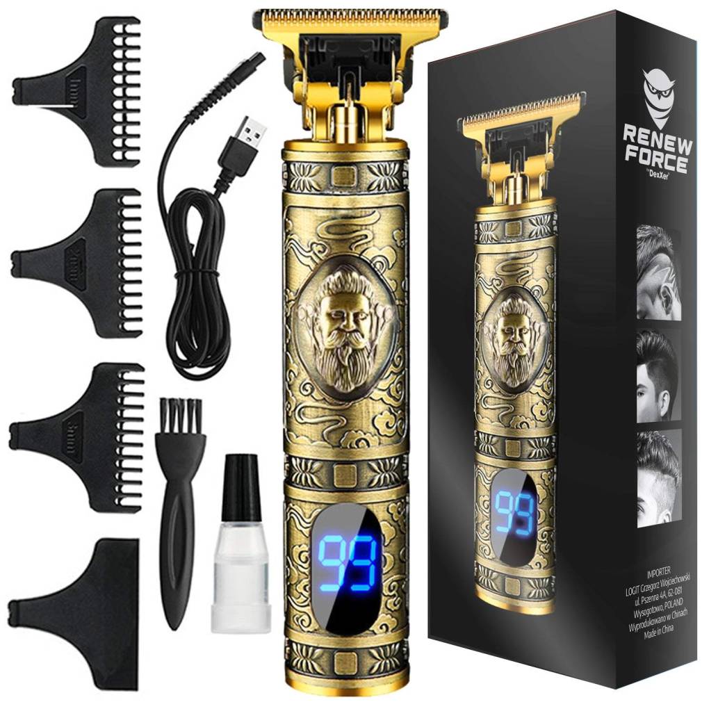 Matu un bārdas trimmeris Vintage, bezvadu griežamā skūšanās mašīna ar akumulatoru un ekrānu