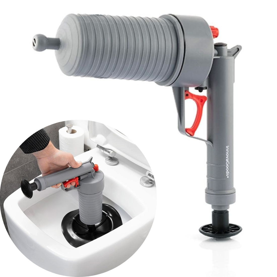 Universālais vakuuma pumpis - saspiestā gaisa pistole aizdambējušos izlietņu, poda atbloķēšanai