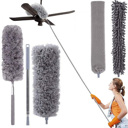 Teleskopiskā putekļu slota ar 3 uzgaļiem