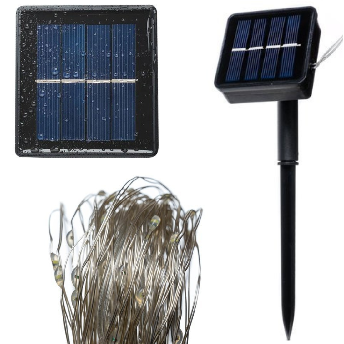 Lampiņu virtene ar saules paneli - 200 LED, RGB