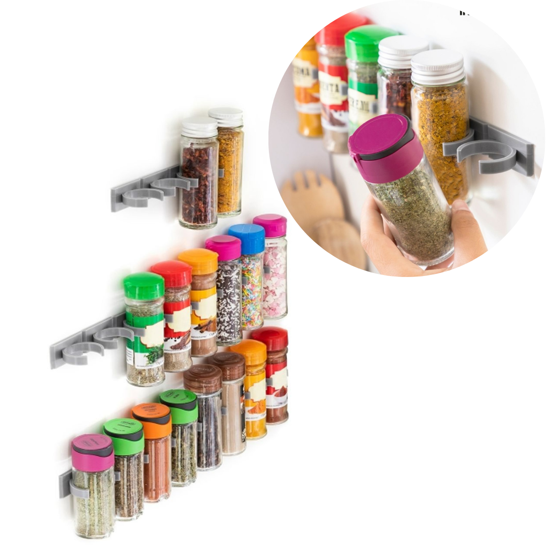 Līmējami turētāji garšvielām 20 gabali